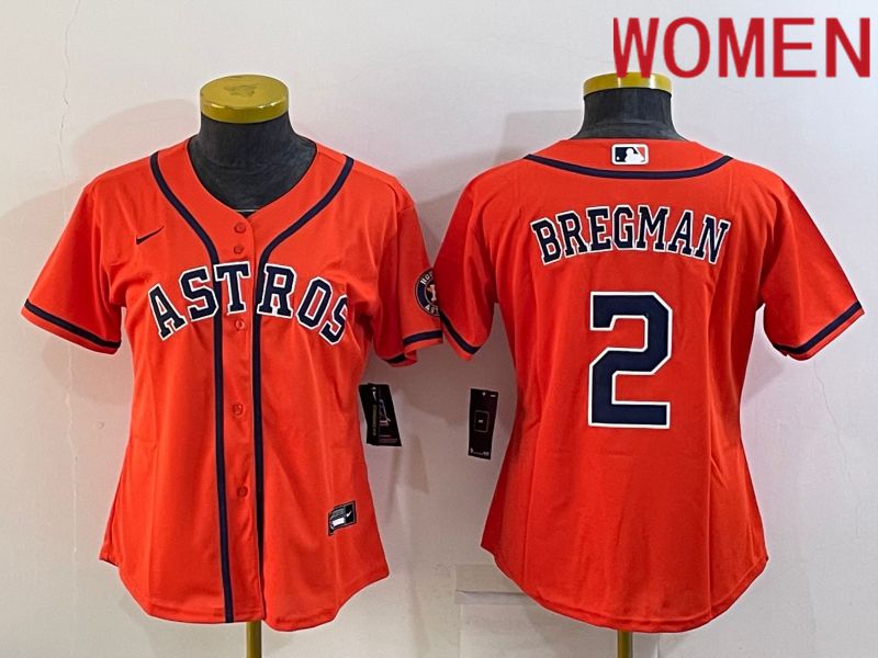 Women Houston Astros 2 Bregman Orange Game Nike 2022 MLB Jerseys